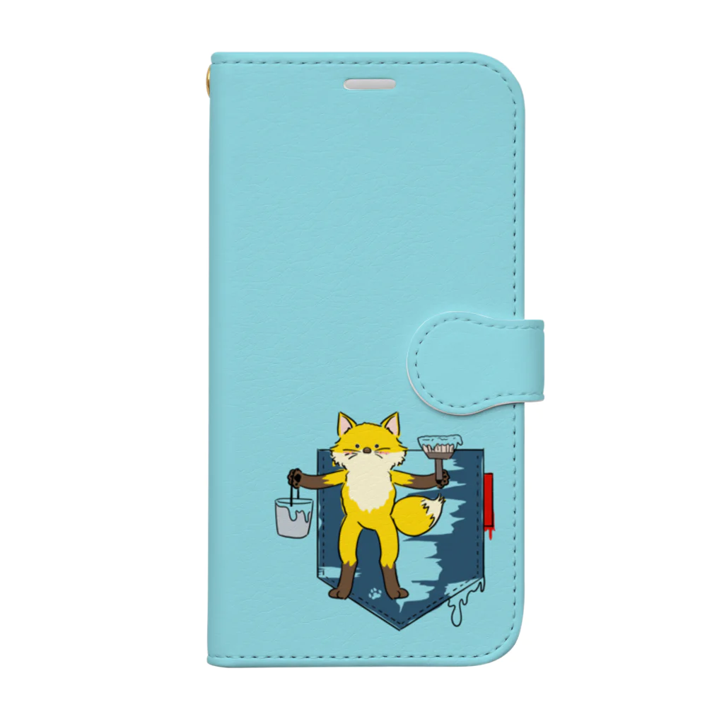 BeArtSuzumaruのキツネ　未完成のポケット 手帳型スマホケース