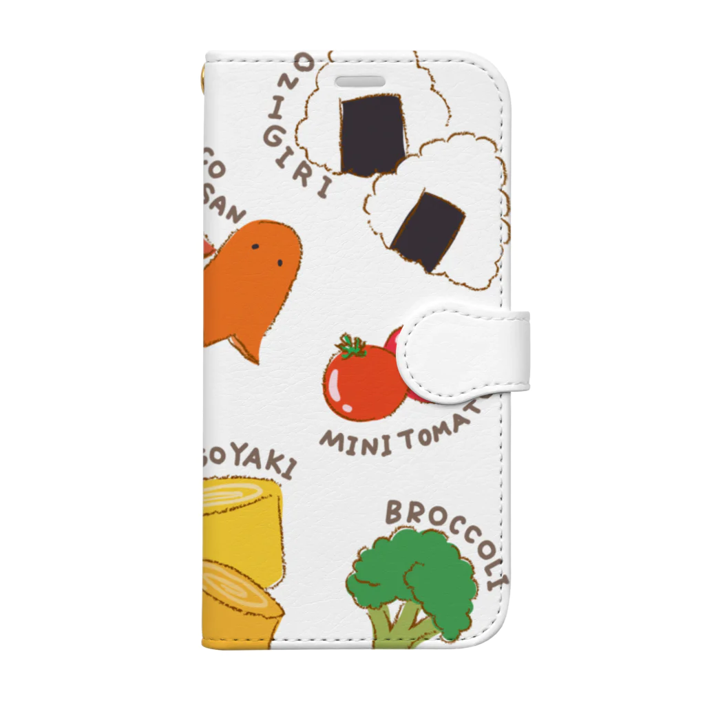 rakugakicabinのお弁当のおかず柄 Book-Style Smartphone Case