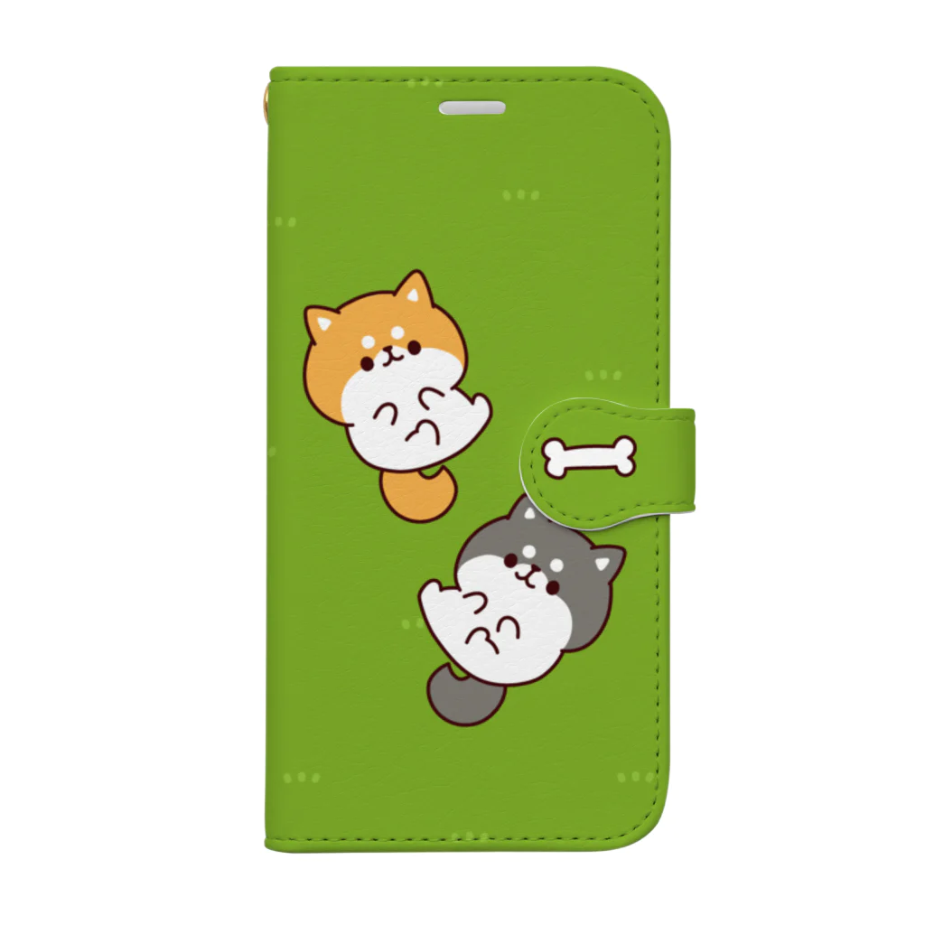 DECORのお返事シバイヌくん　茶柴＆黒柴ver. Book-Style Smartphone Case