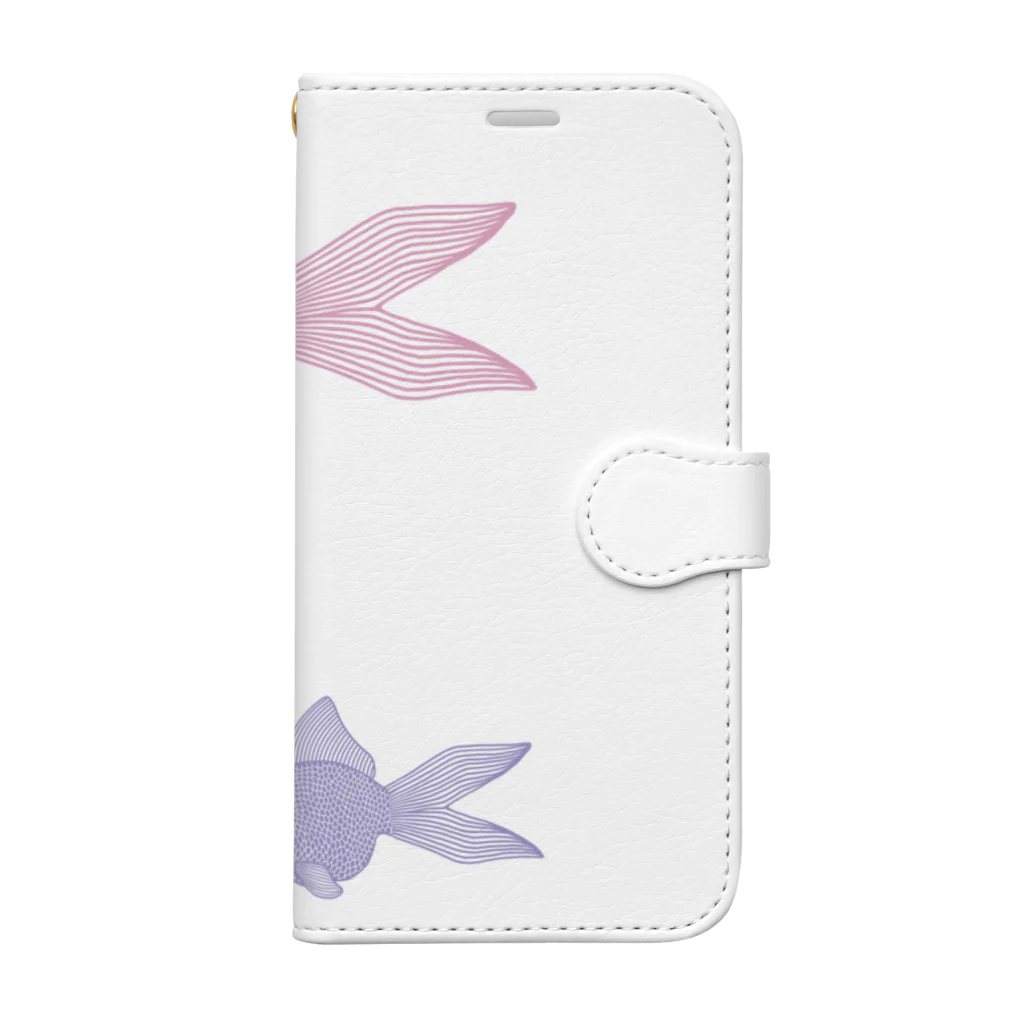 Alba spinaの金魚３匹 くすみパステル Book-Style Smartphone Case