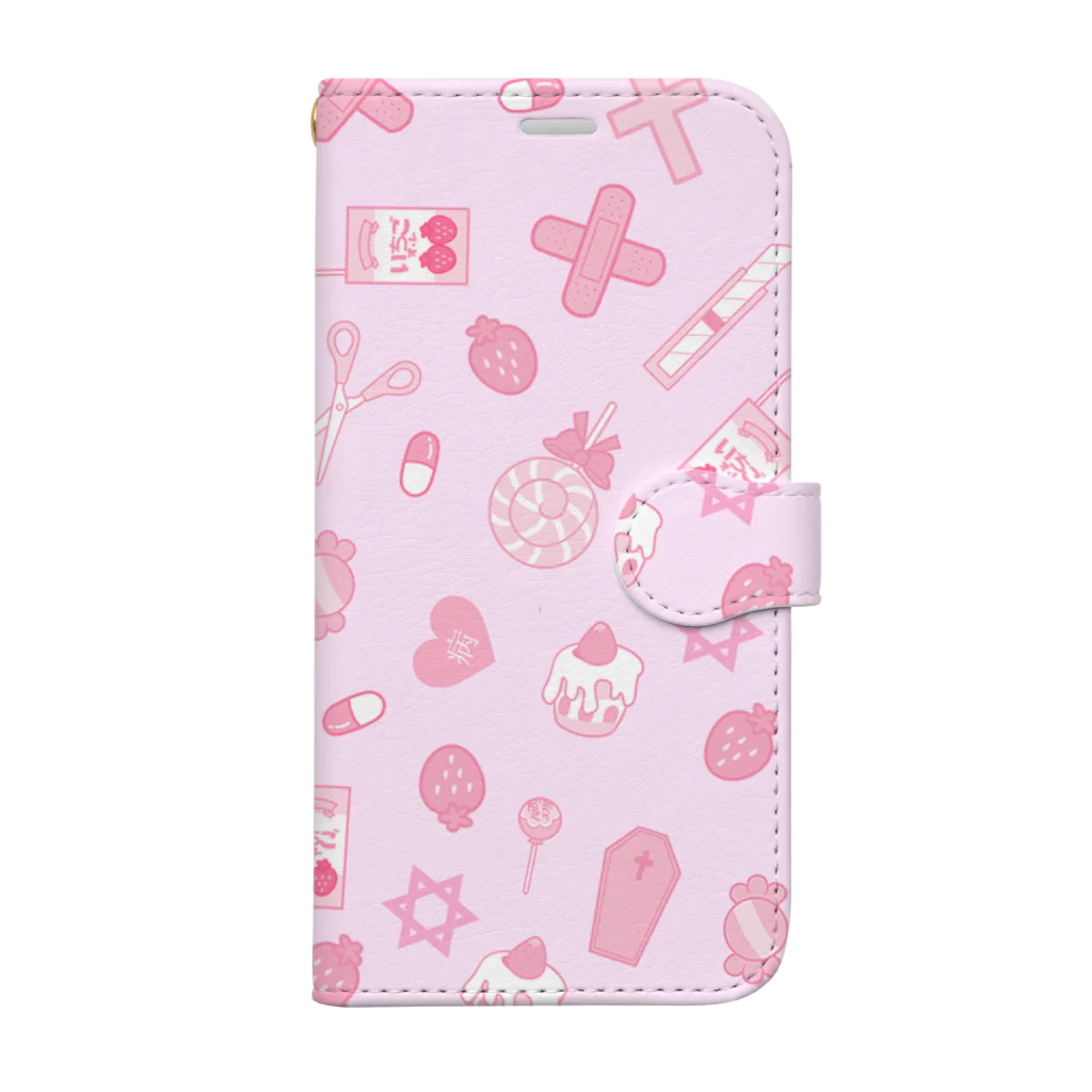 💗江崎びす子officialスズリ💗の病みかわいい 手帳型スマホケース