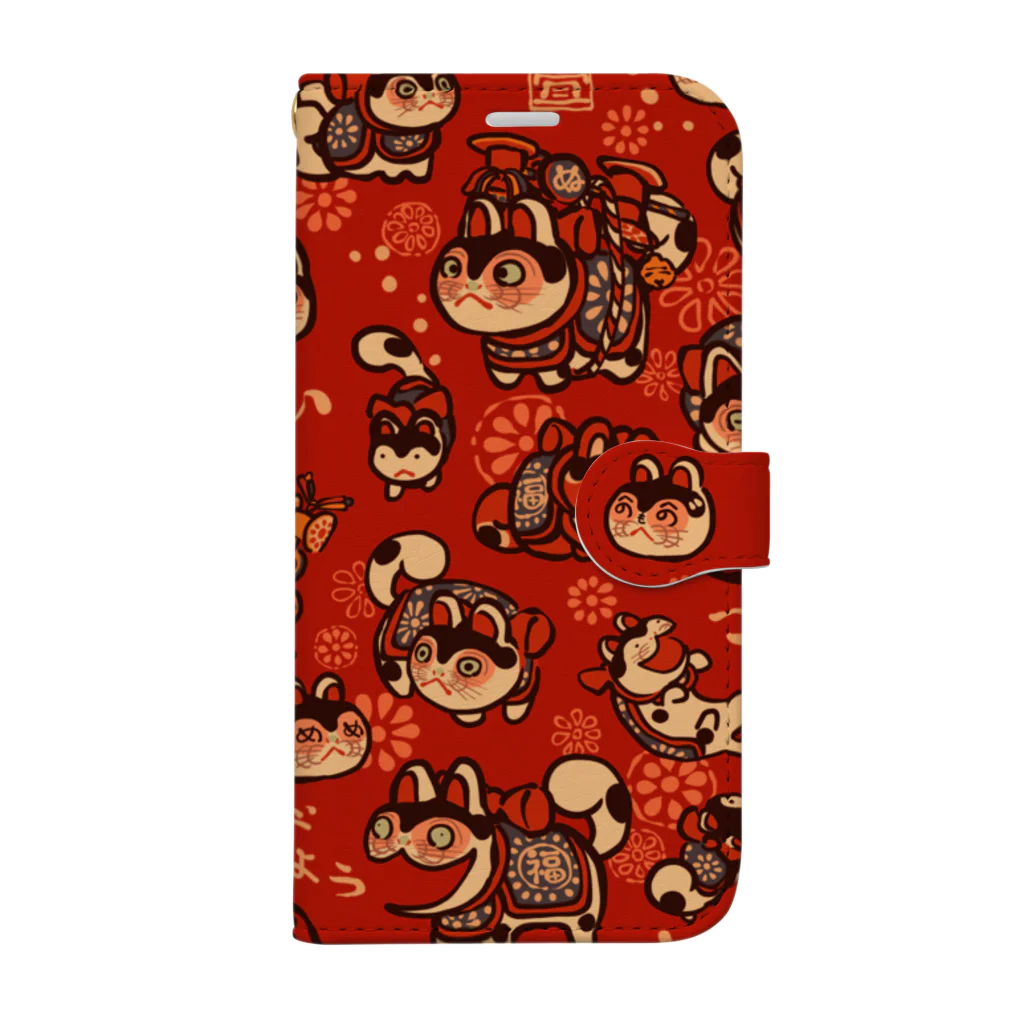 花日和 畳の張り子犬 Book-Style Smartphone Case