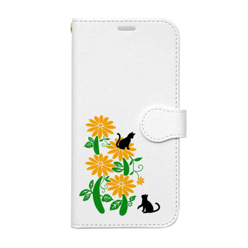 MegSan's free design🌷のフラワーキャットタワーwhite Book-Style Smartphone Case