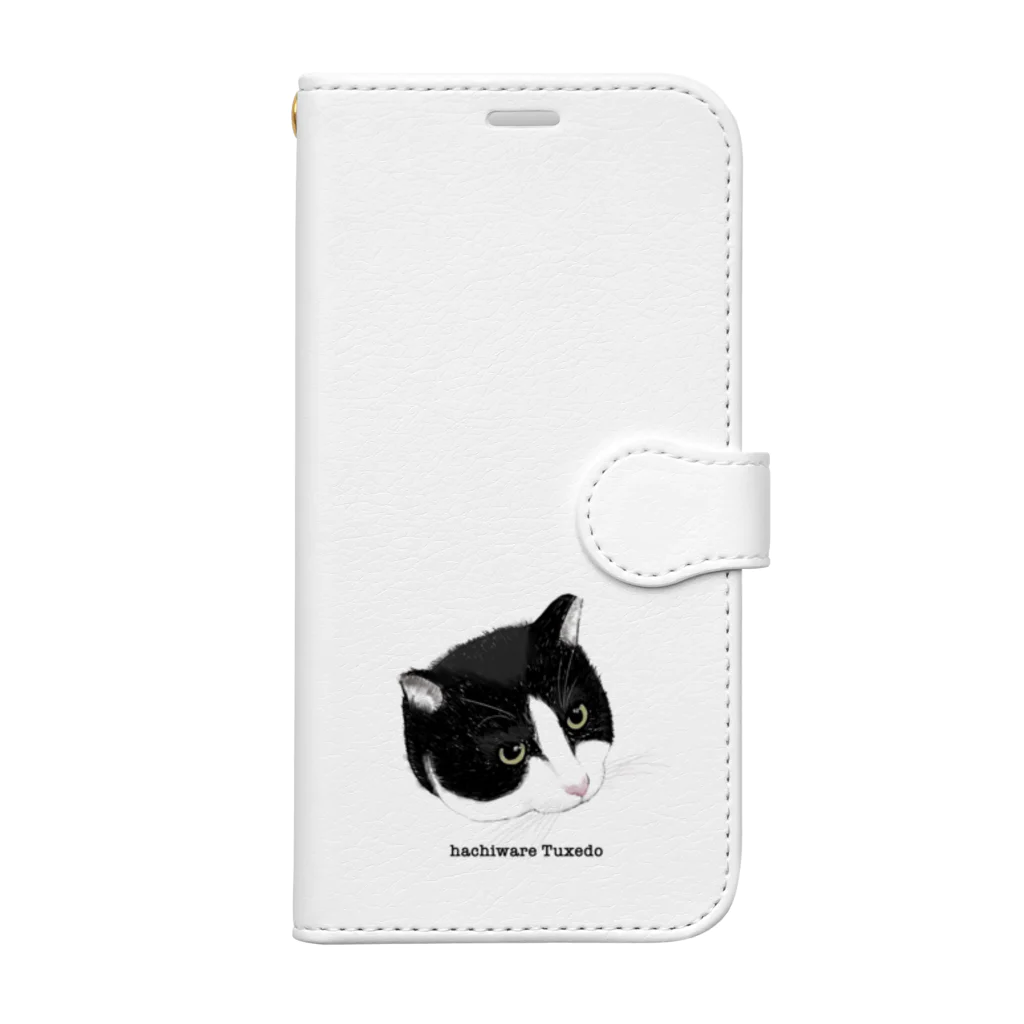 ねこがすき（ハチワレ猫姉妹のママ）のハチワレ猫タキシードface 手帳型スマホケース