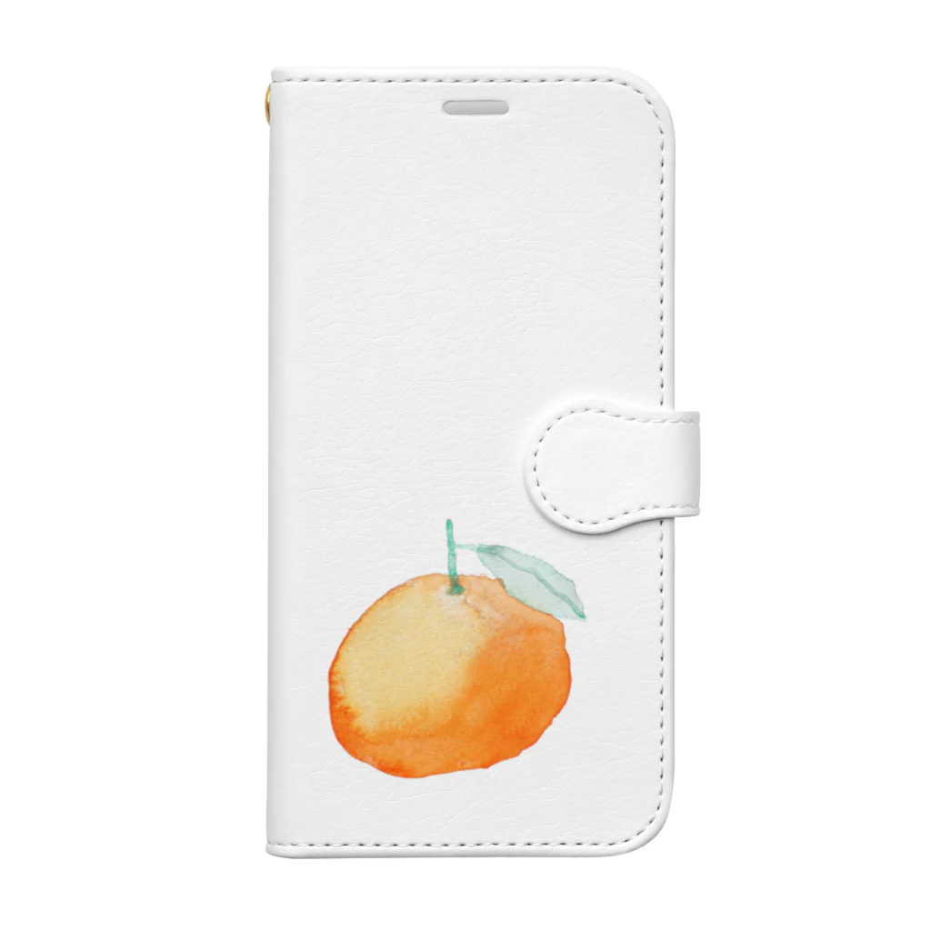 水彩フルーツの水彩 オレンジ 手帳型スマホケース