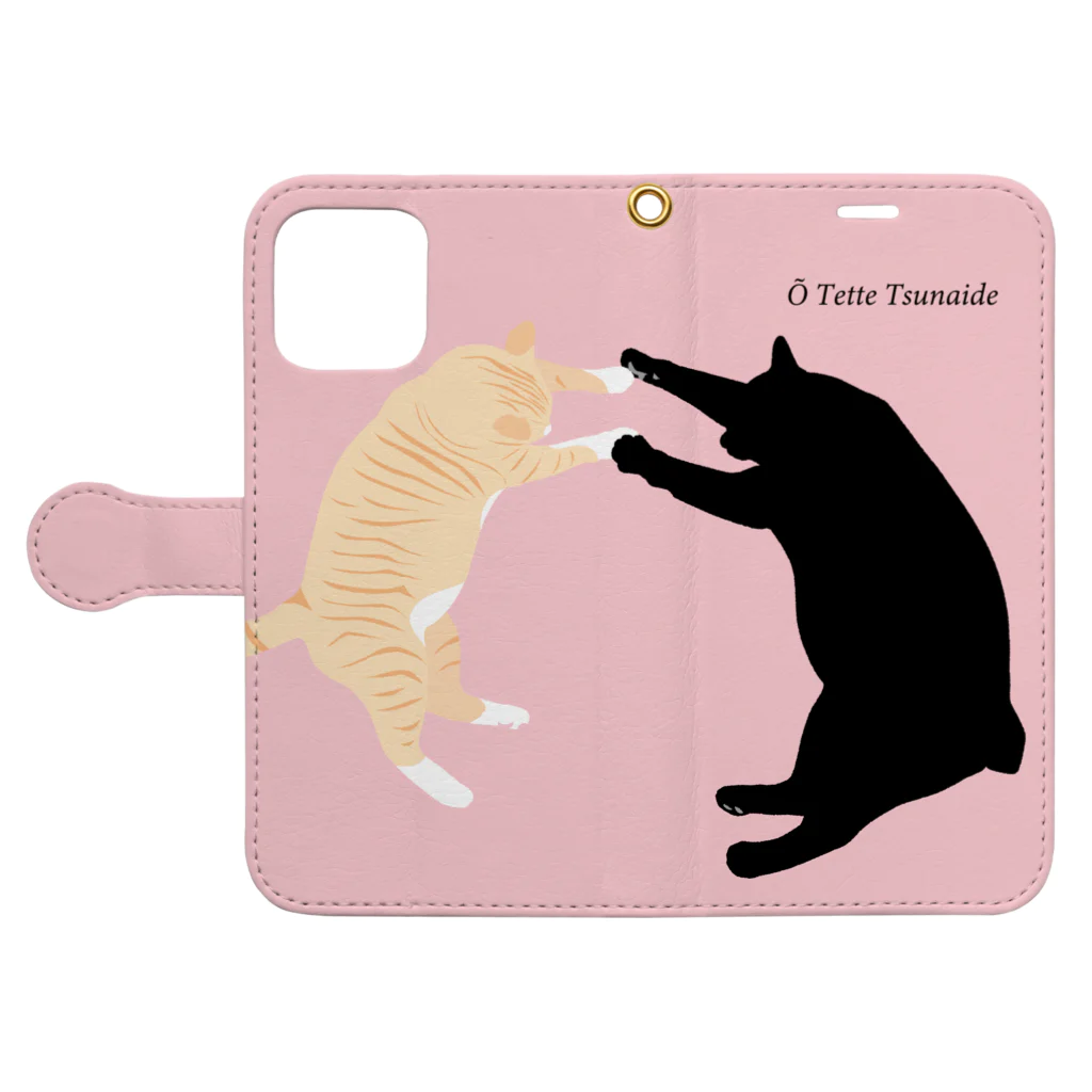 NEKOGLOVEのおててつないで Book-Style Smartphone Case:Opened (outside)