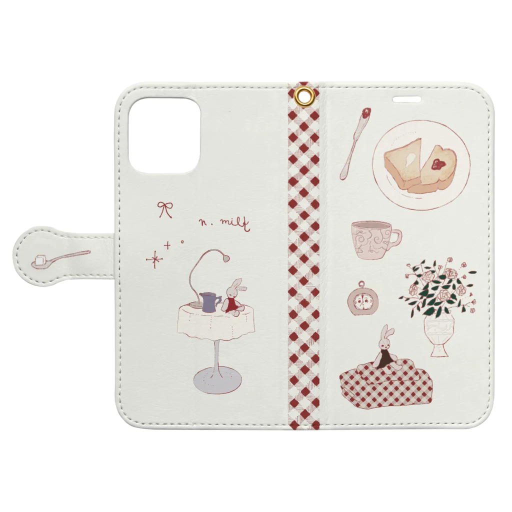 n.milkのグッドモーニング Book-Style Smartphone Case:Opened (outside)