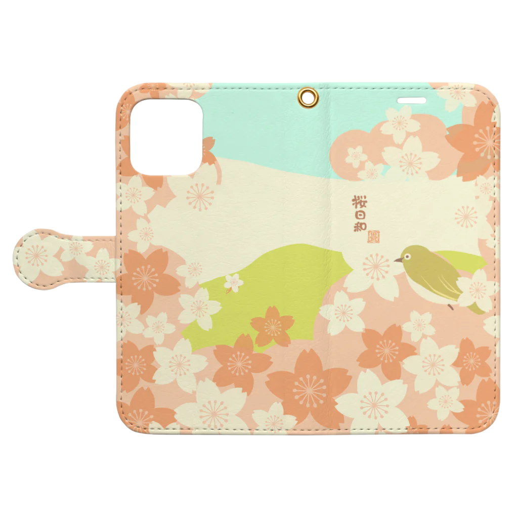 花日和 畳の桜日和 Book-Style Smartphone Case:Opened (outside)