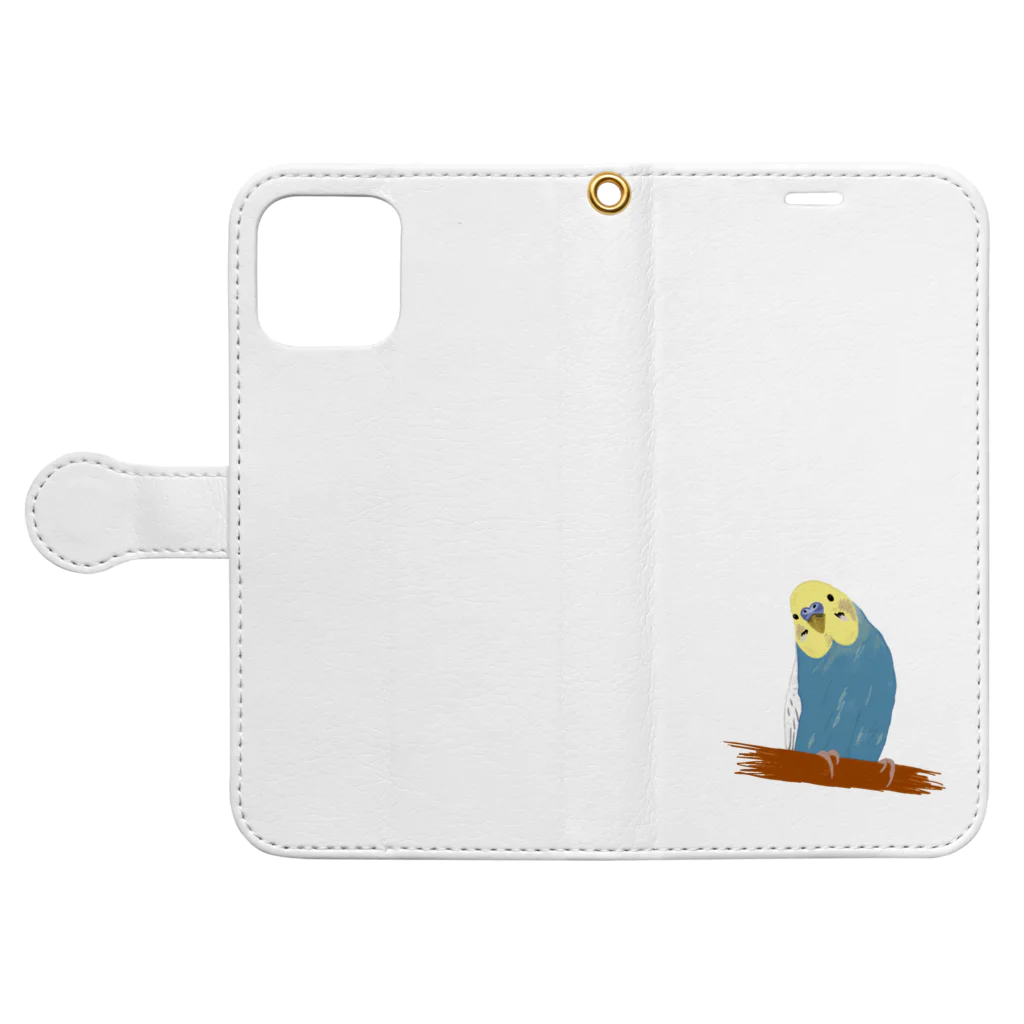 くまたんの店のセキセイインコ すずちゃん Book-Style Smartphone Case:Opened (outside)