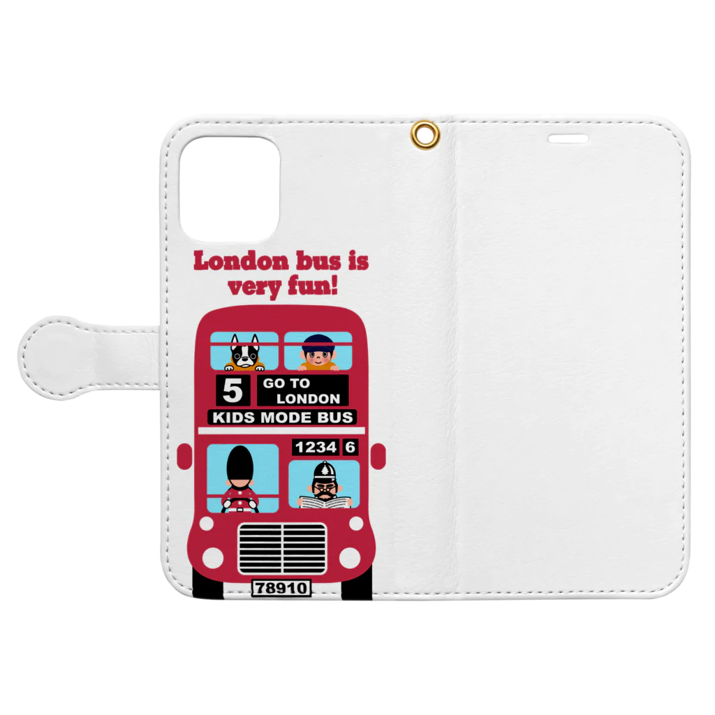 キッズモード某の楽しいロンドンバス♪ Book-Style Smartphone Case:Opened (outside)