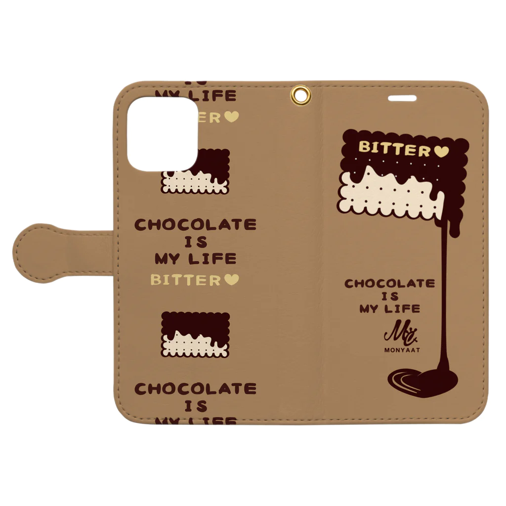 イラスト MONYAAT のCT99 CHOCOKATE IS MY LIFE*角型F Book-Style Smartphone Case:Opened (outside)