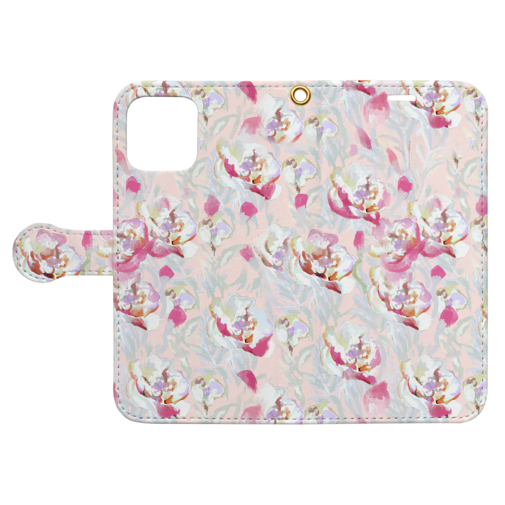 SRMのFlower -baby pink- Book-Style Smartphone Case:Opened (outside)