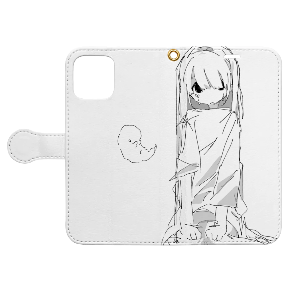 ゆーきんの絵ぐっずの孕 Book-Style Smartphone Case:Opened (outside)