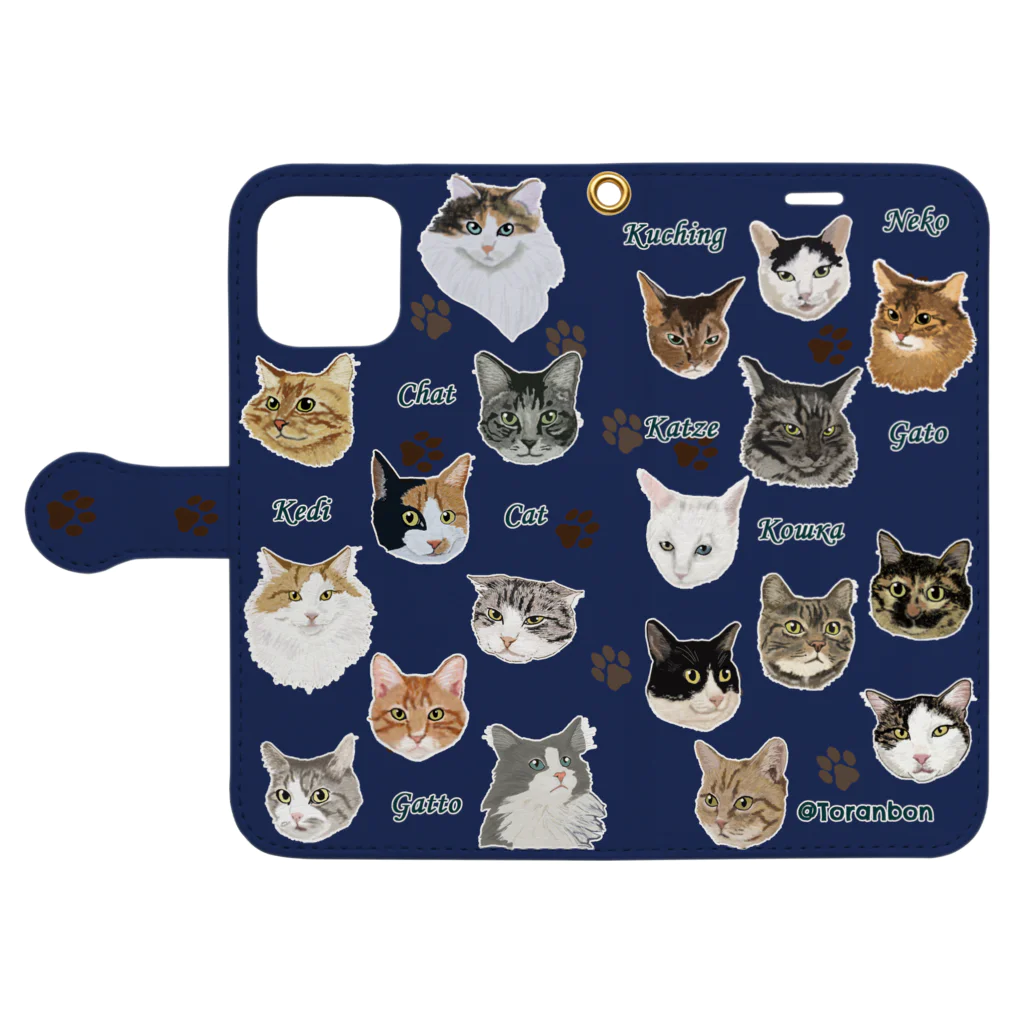 Toranbonのとらんぼん／猫とNeko Book-Style Smartphone Case:Opened (outside)