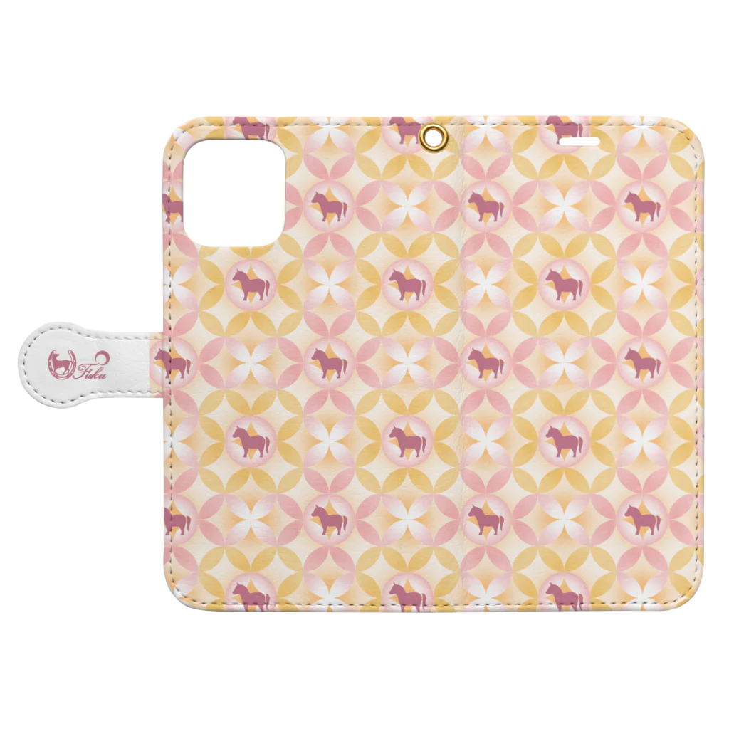 モノツクルヒト　Fuku～ふく～のポニー七宝模様 Book-Style Smartphone Case:Opened (outside)