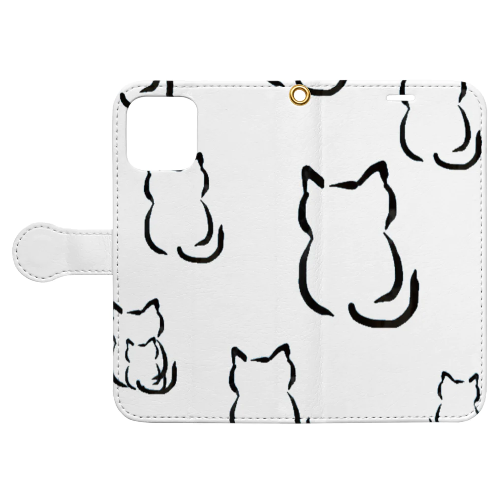 墨ねこさんしょっぷの墨ねこさん Book-Style Smartphone Case:Opened (outside)