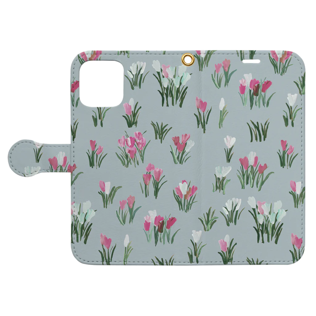 otsukiyumiのcrocus lightblue Book-Style Smartphone Case:Opened (outside)