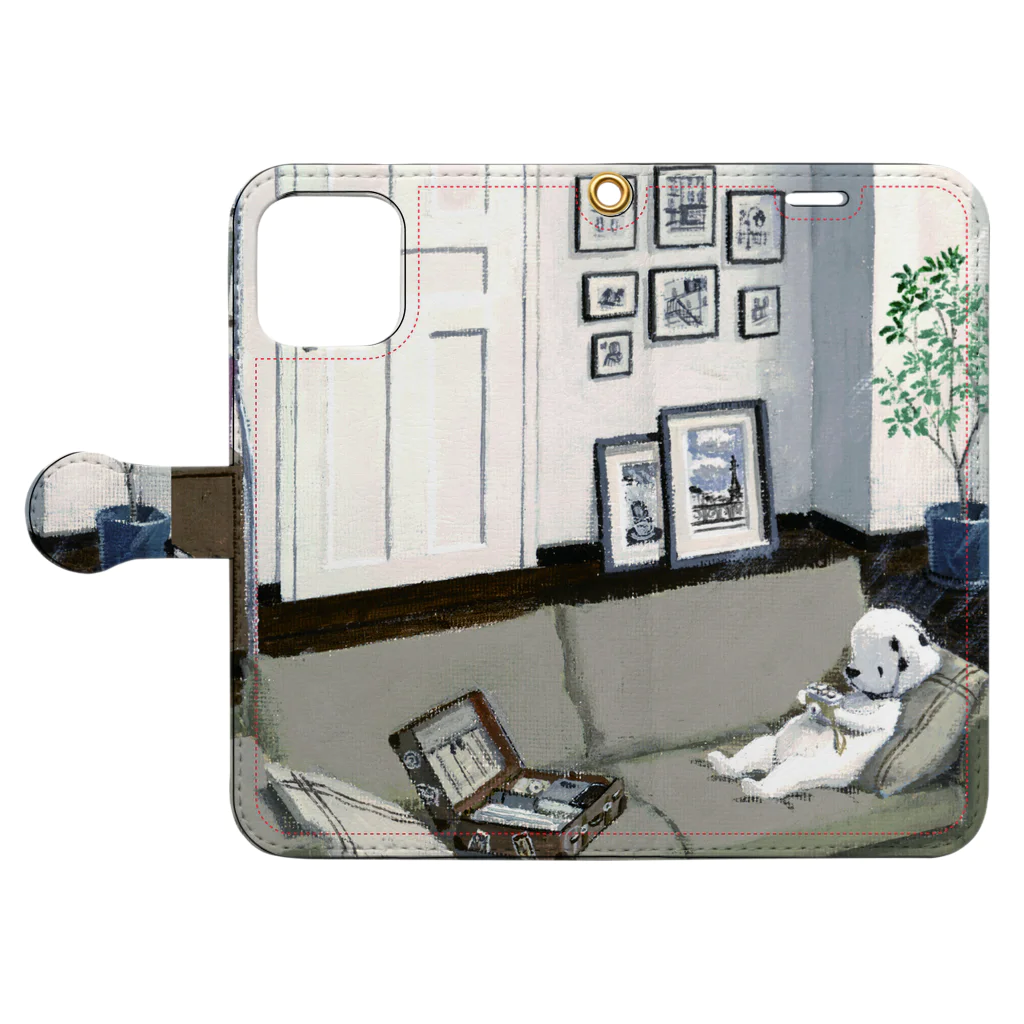 kinoworksのダルのiPhone12ケース Book-Style Smartphone Case:Opened (outside)