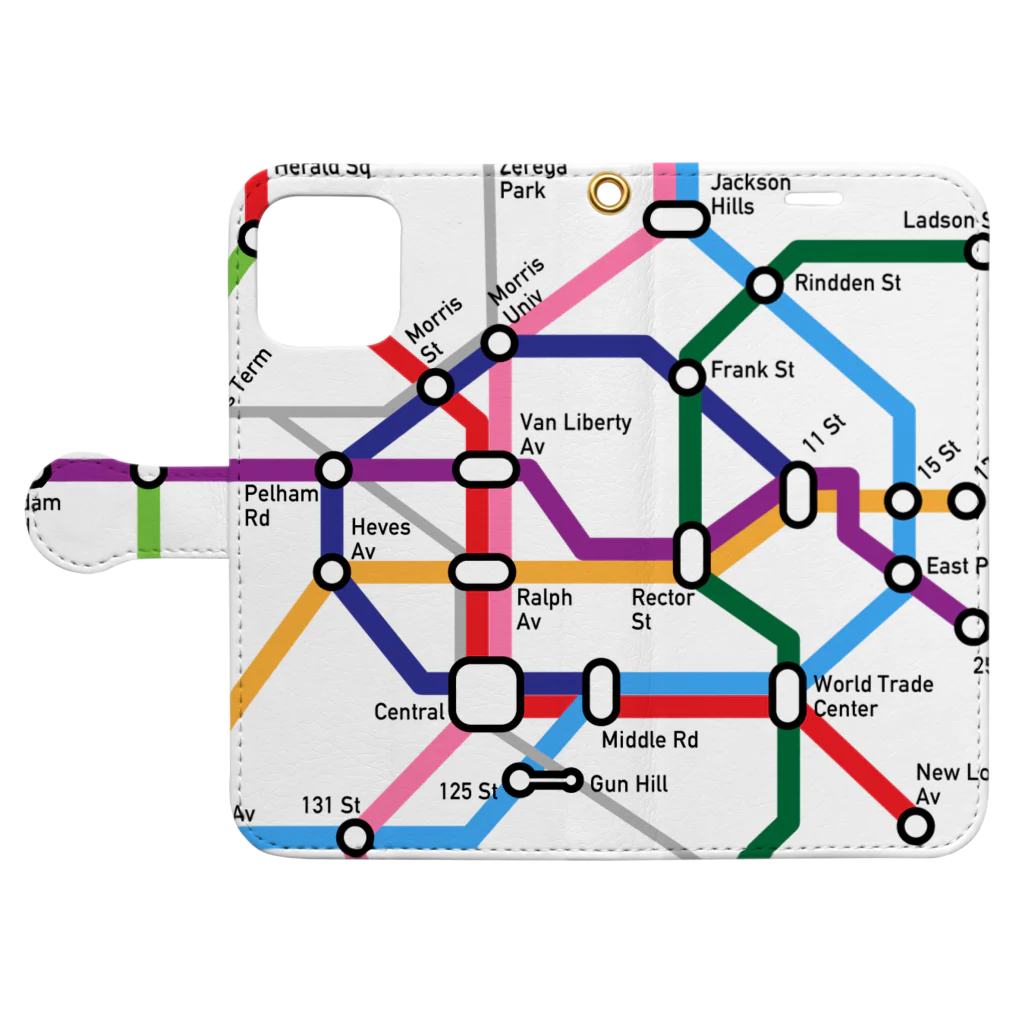 柴トレ工房の路線図（Metro風） 手帳型スマホケースを開いた場合(外側)