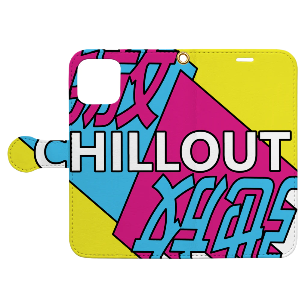 中華呪術堂（チャイナマジックホール）の弛放【CHILL OUT】 手帳型スマホケースを開いた場合(外側)