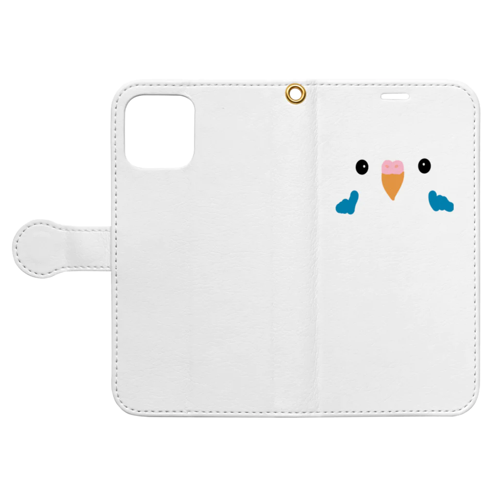 inko andのセキセイインコちゃん Book-Style Smartphone Case:Opened (outside)