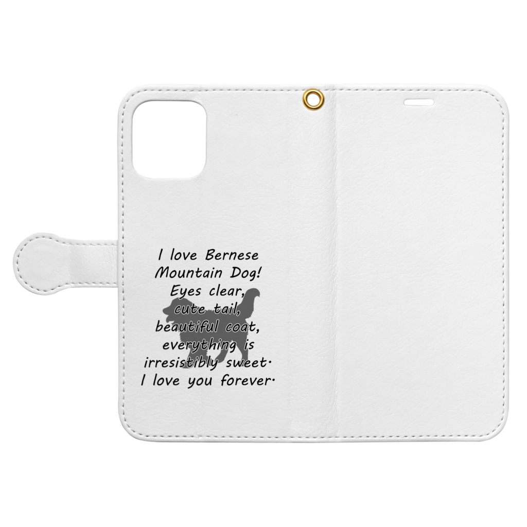 onehappinessのバーニーズ・マウンテン・ドッグ Book-Style Smartphone Case:Opened (outside)