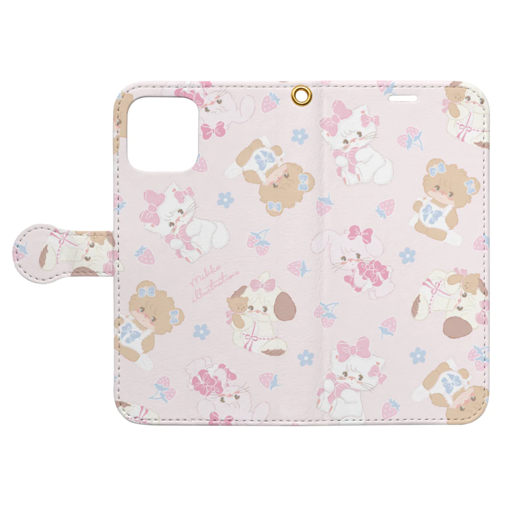 mikkoのribbon characters Book-Style Smartphone Case:Opened (outside)