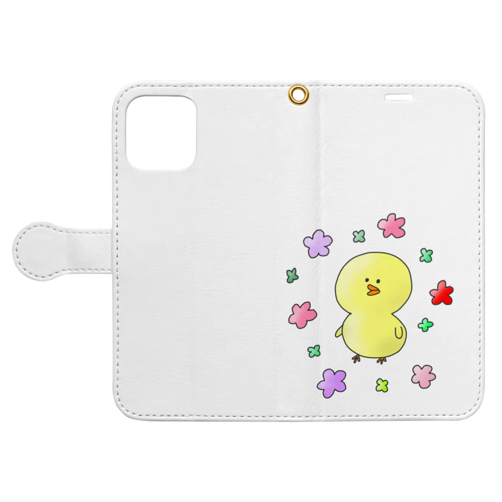 Techi-techiのぴよこちゃん Book-Style Smartphone Case:Opened (outside)