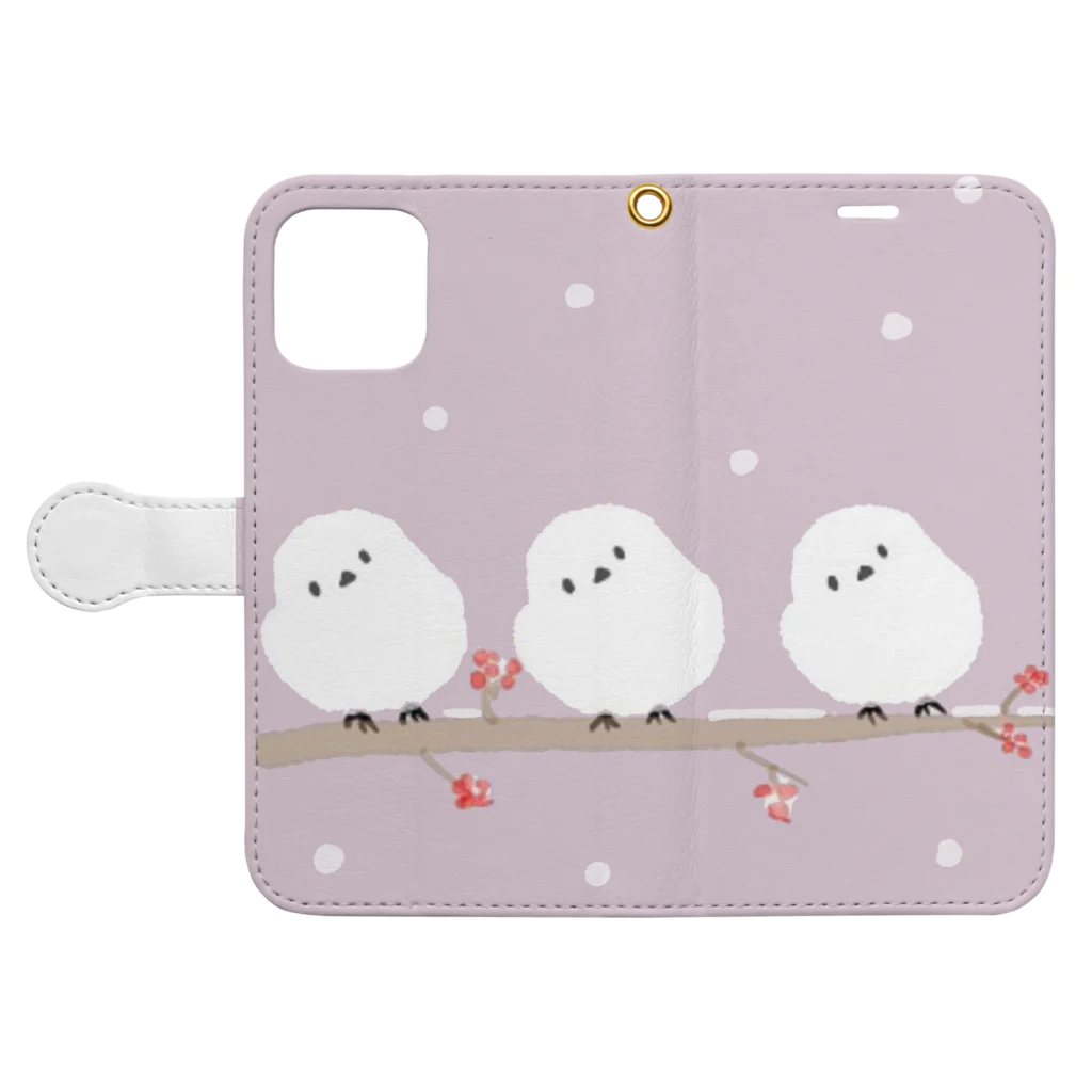 shiroi maru のshimaenaga -シマエナガ- Book-Style Smartphone Case:Opened (outside)