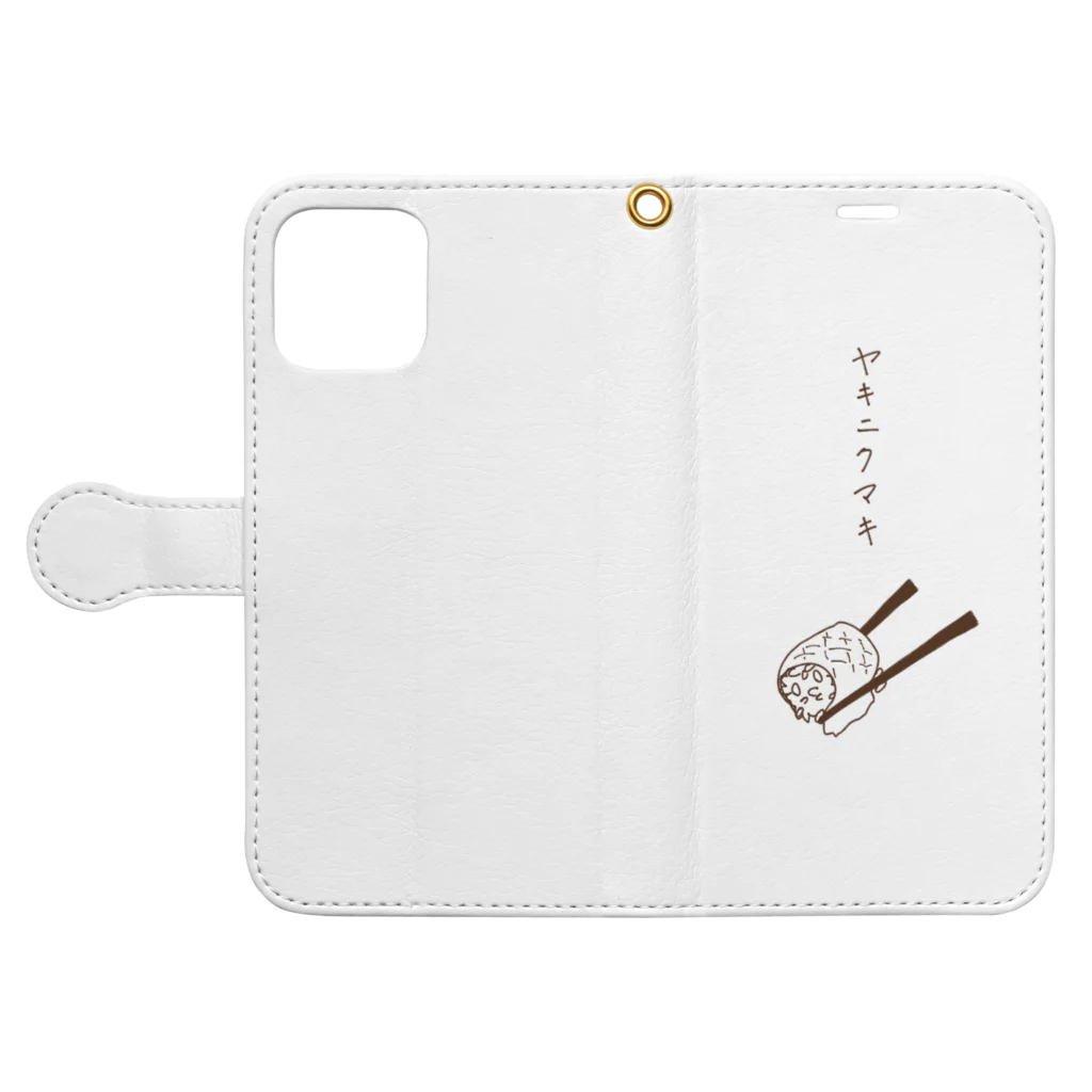 くろきち すとあのヤキニクマキ Book-Style Smartphone Case:Opened (outside)