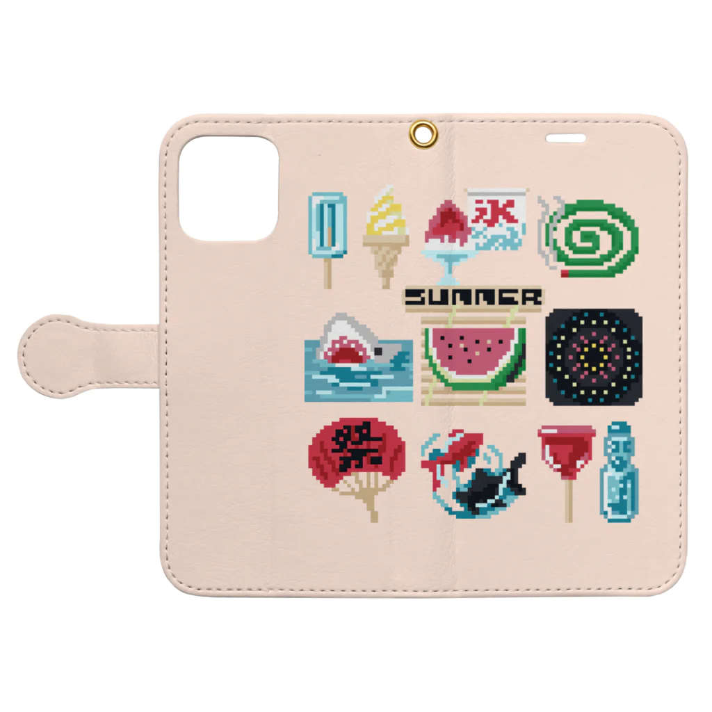 すとろべりーガムFactoryのドットSummer 手帳型スマホケース (薄いピンク) Book-Style Smartphone Case:Opened (outside)