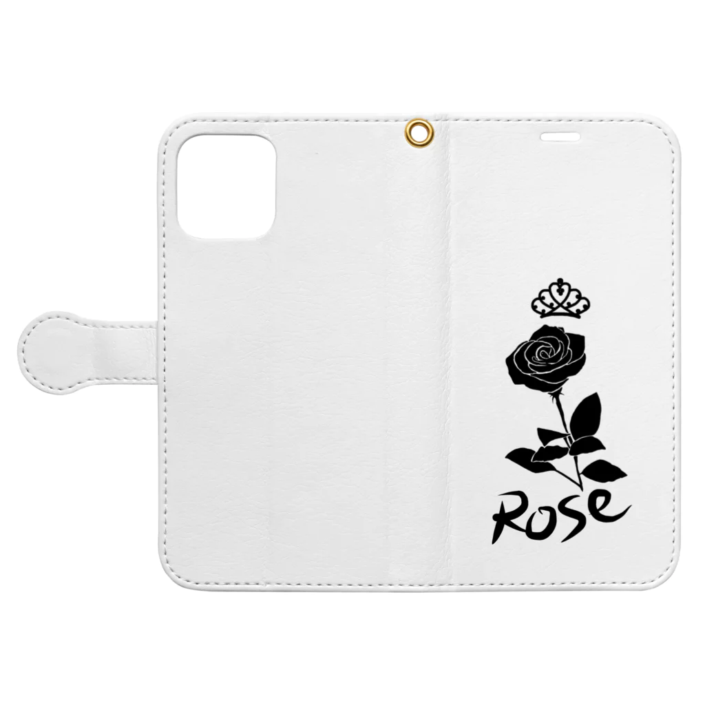 miritakaの時間のローズ（ブラック） Book-Style Smartphone Case:Opened (outside)