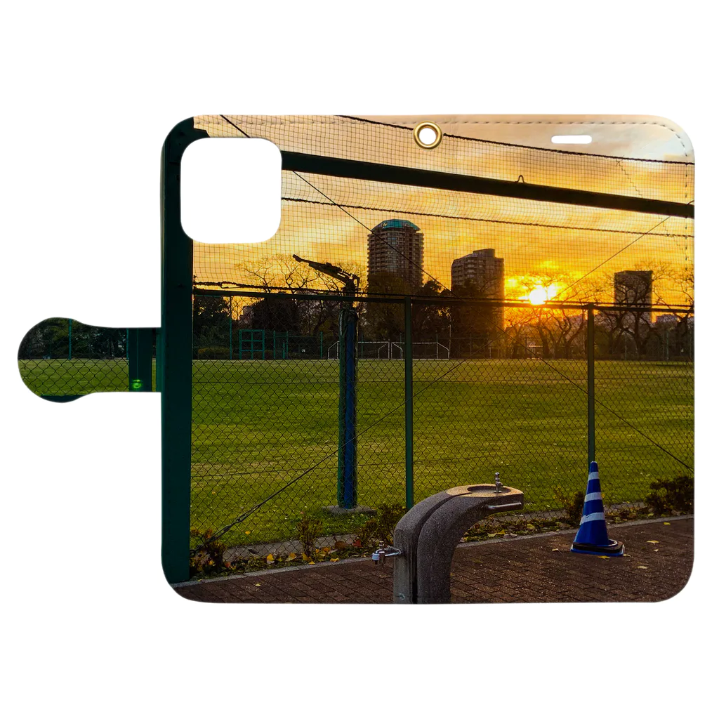 sparkjoy_studio の夕日＠公園 Book-Style Smartphone Case:Opened (outside)