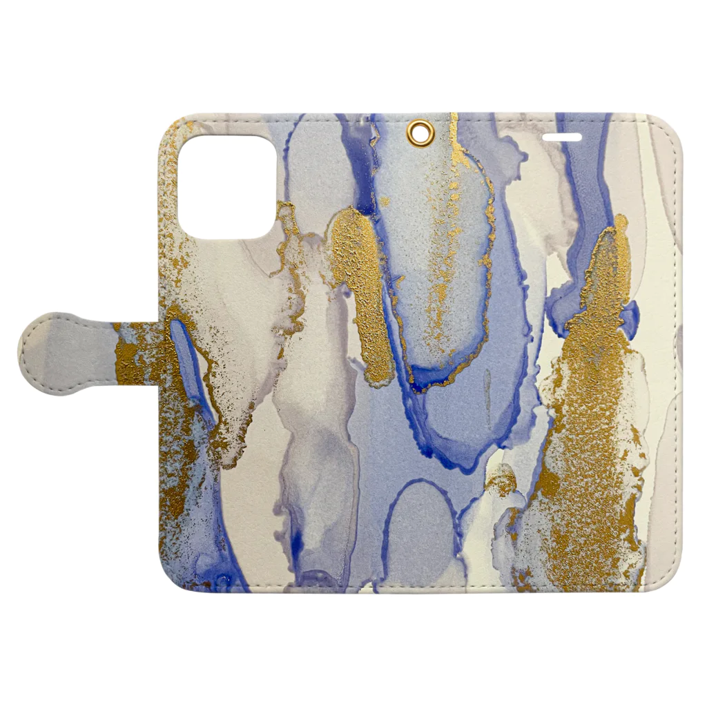 com eddy コムエディーのalcohol ink art №3 Book-Style Smartphone Case:Opened (outside)