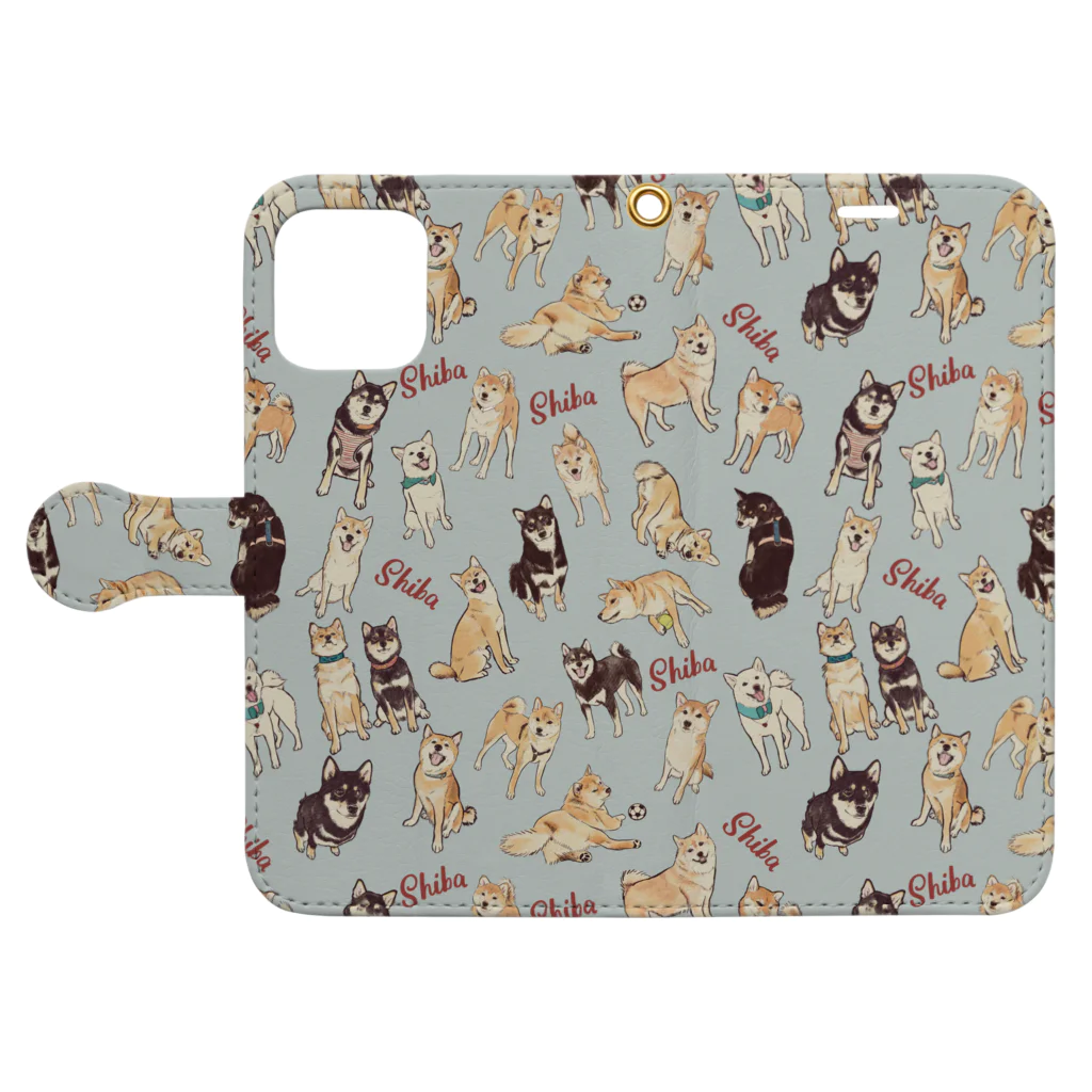 M. エムドットのうちの子を探せ／柴犬 Book-Style Smartphone Case:Opened (outside)