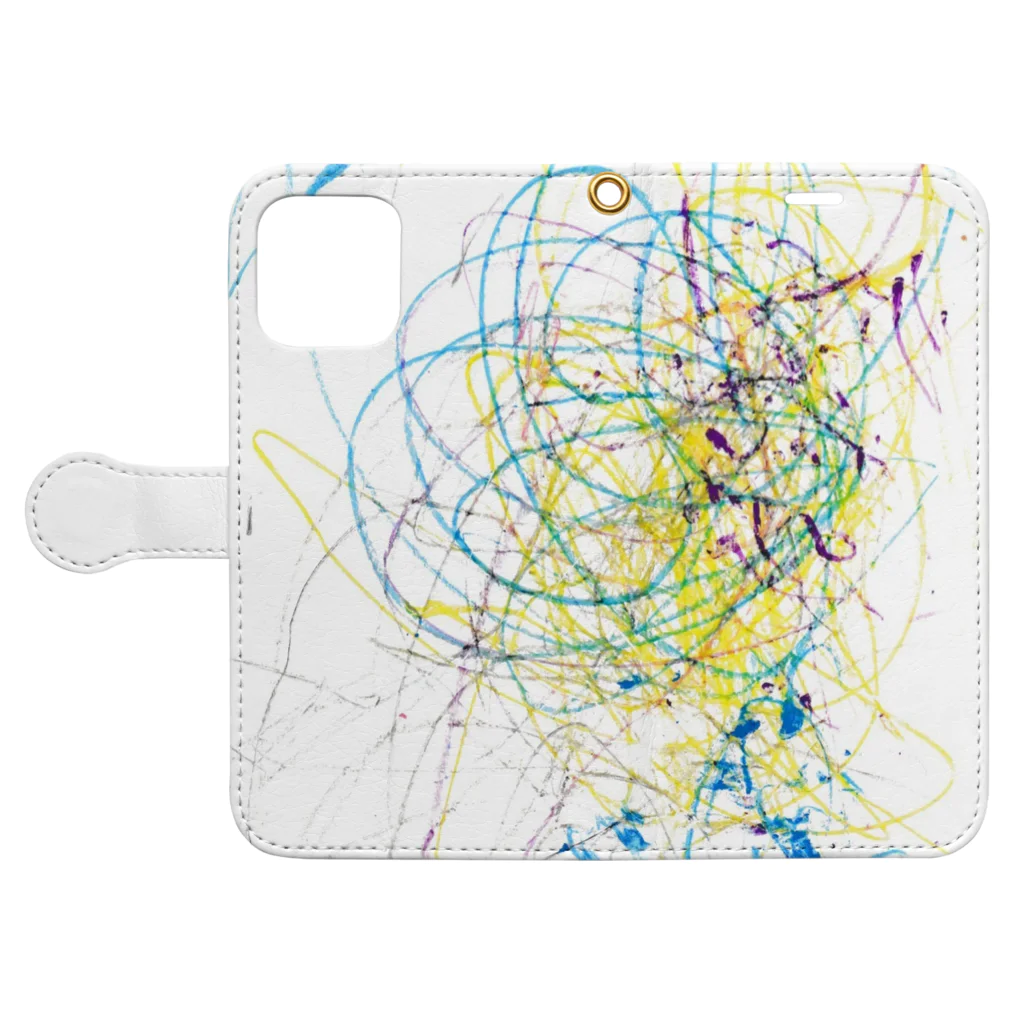 YP.madeのこども(1歳)の絵　黄青紫 Book-Style Smartphone Case:Opened (outside)