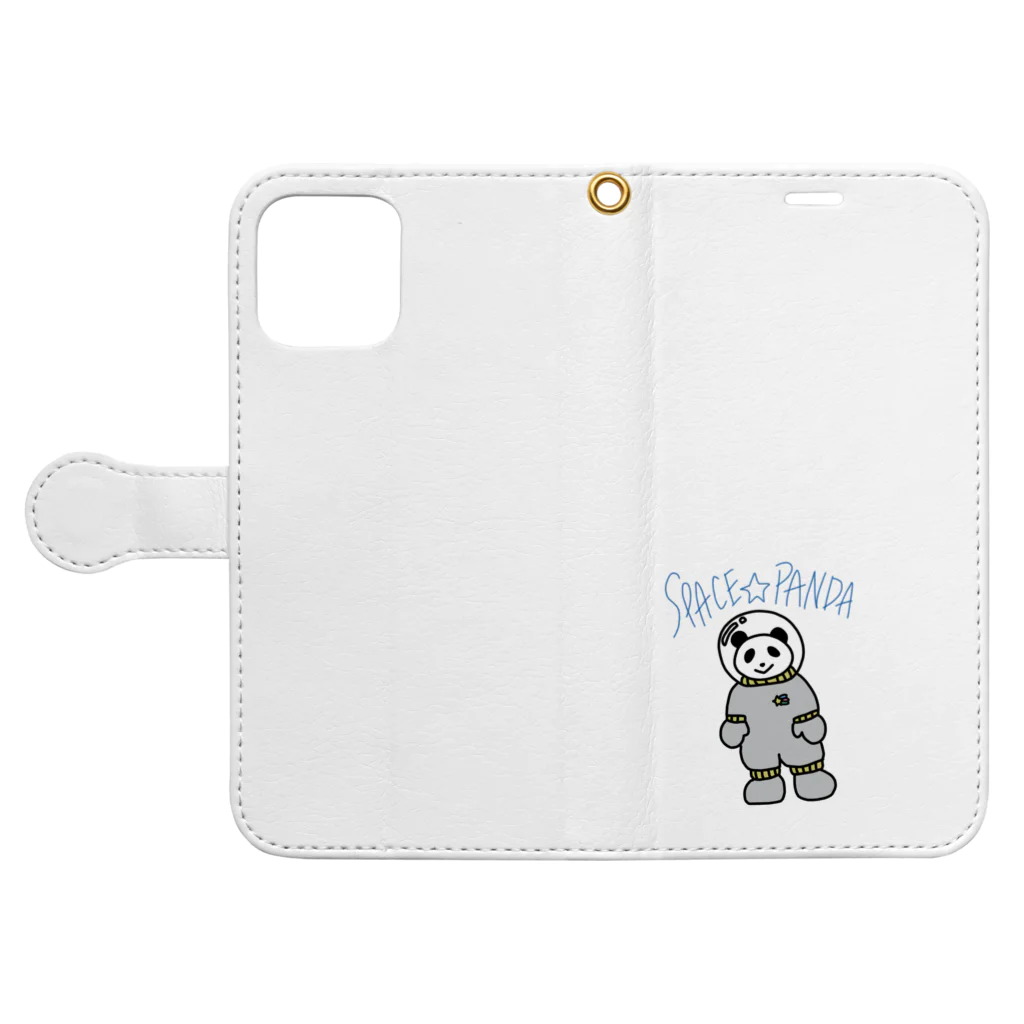 ★Panda Cafe★のスペースパンダ★宇宙パンダ SPACE PANDA CAFE Book-Style Smartphone Case:Opened (outside)