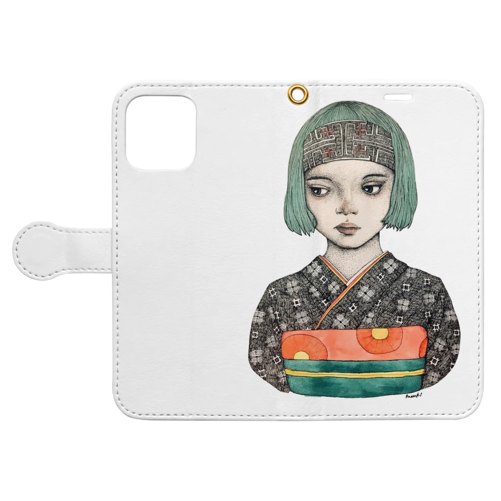 amami-taishiのたいし　「愛加那」 Book-Style Smartphone Case:Opened (outside)