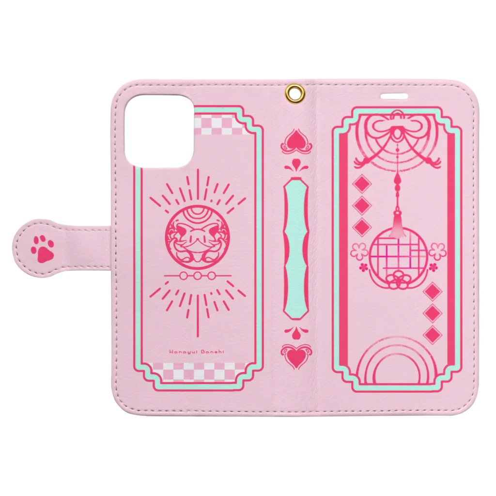 359号店の【iPhone/12/12Pro】おまもりぴんく Book-Style Smartphone Case:Opened (outside)