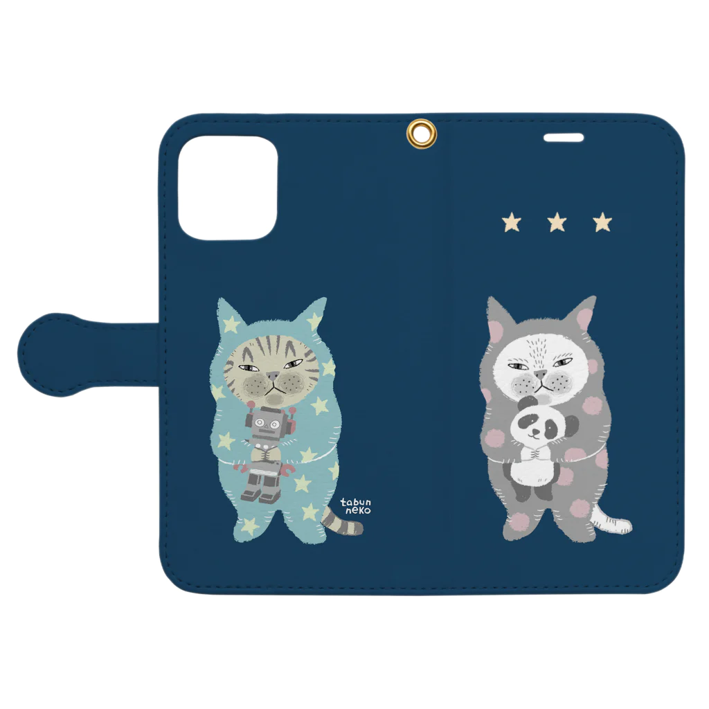 多分ねこのぎゅっとする猫(アスター) Book-Style Smartphone Case:Opened (outside)