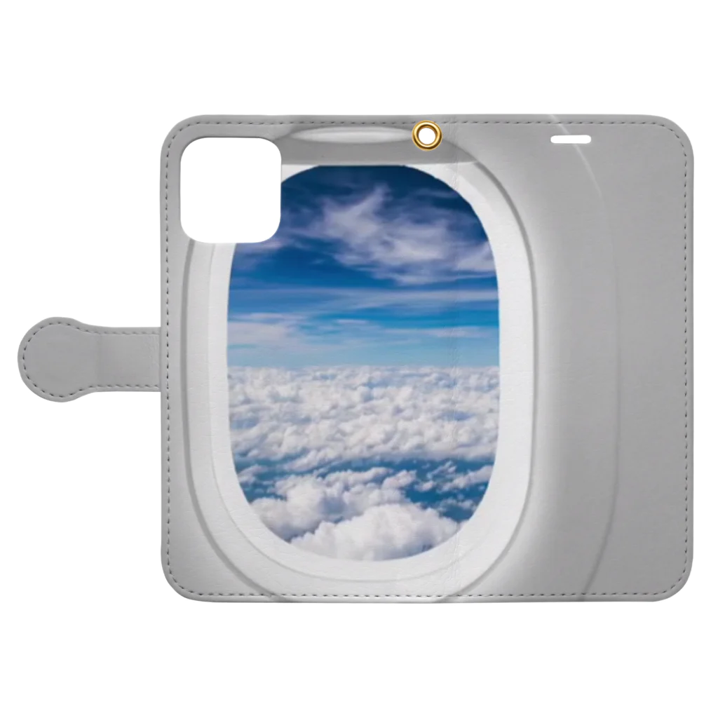 Teatime ティータイムのjet streamジェットストリーム 飛行機の窓から 手帳型スマホケースを開いた場合(外側)