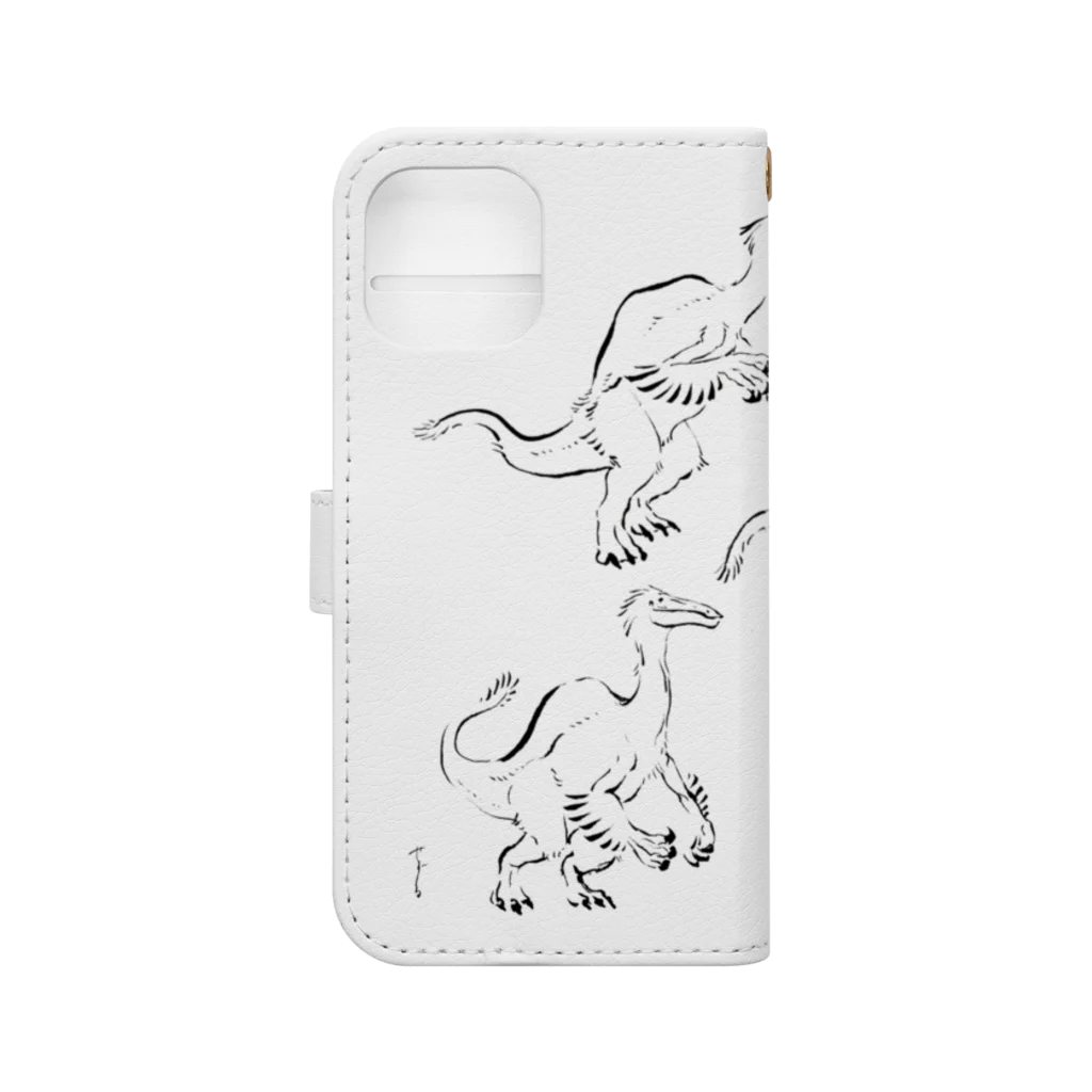 segasworksのデイノケイルス（毛筆画） Book-Style Smartphone Case :back