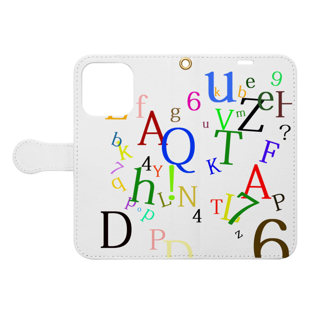 ヒラエイのアルファベットと数字の洪水２ Book-Style Smartphone Case:Opened (outside)