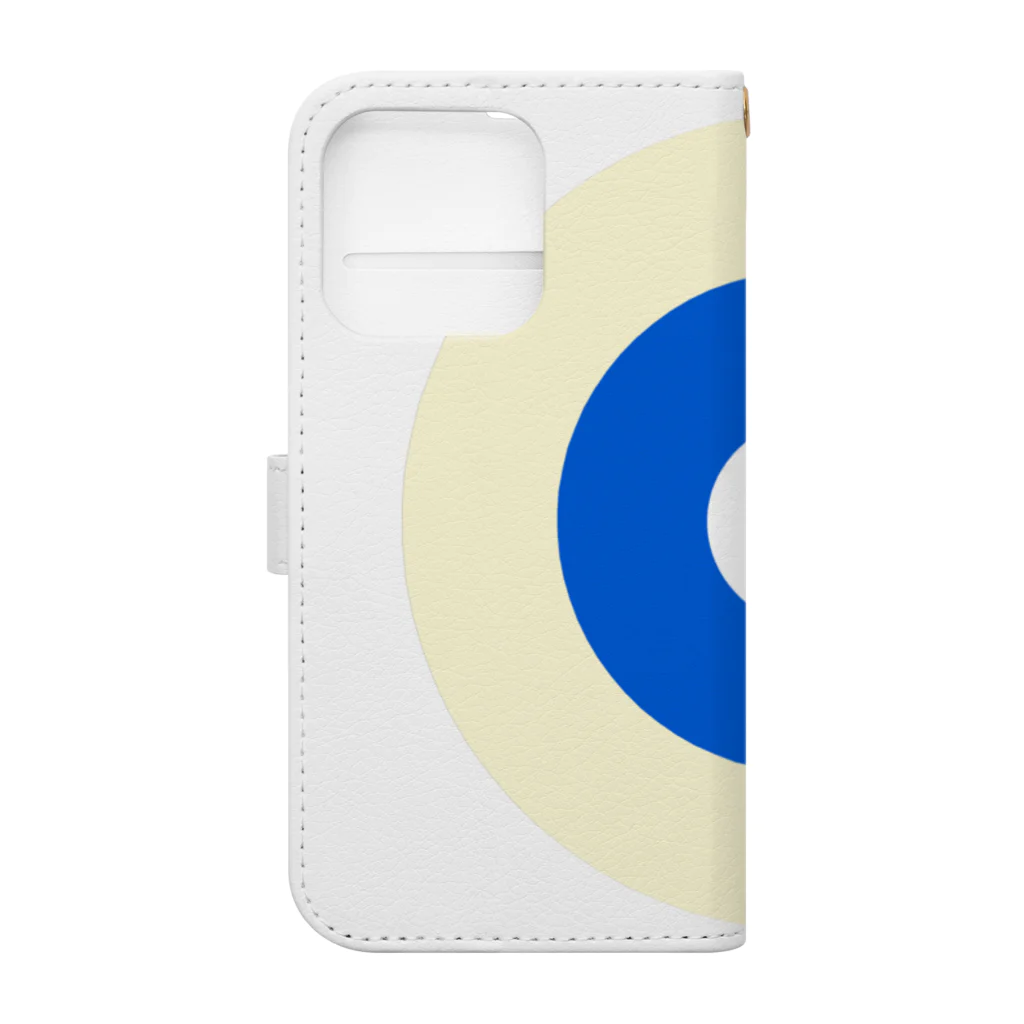 CORONET70のサークルa・クリーム・青・白 Book-Style Smartphone Case :back