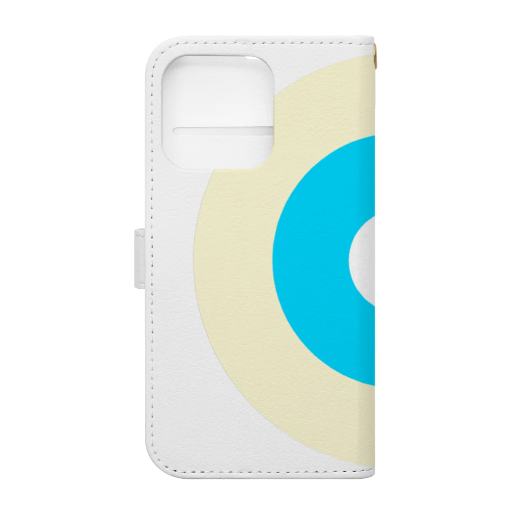 CORONET70のサークルa・クリーム・水色2・白 Book-Style Smartphone Case :back
