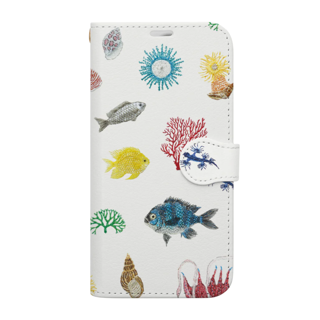 刺繍画家Marronのお店の海の生き物づくし2022 Book-Style Smartphone Case