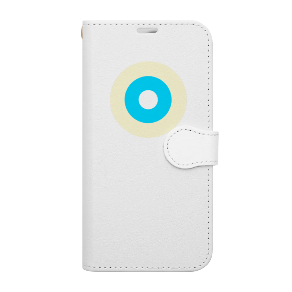 CORONET70のサークルa・クリーム・水色2・白 Book-Style Smartphone Case