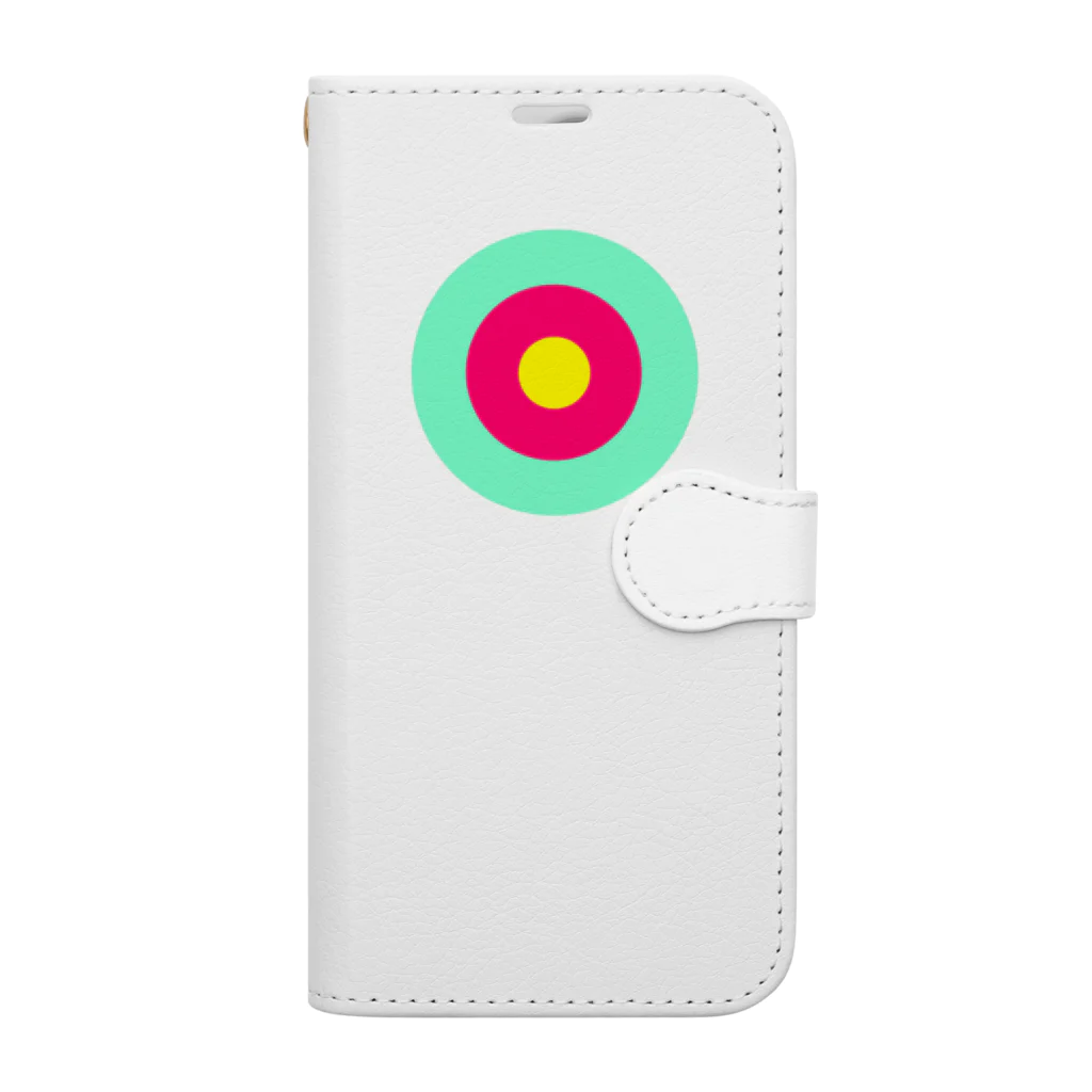 CORONET70のサークルa・ペパーミント ・ショッキングピンク・黄 Book-Style Smartphone Case