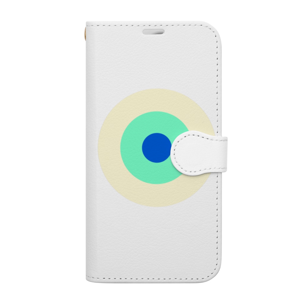 CORONET70のサークルa・クリーム・ペパーミント・青 Book-Style Smartphone Case