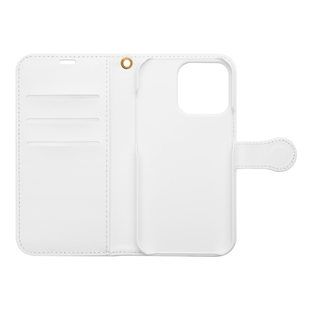 CORONET70のサークルa・クリーム・青・白 Book-Style Smartphone Case :Opened (inside)